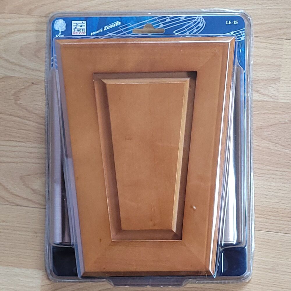 New Sealed Heath Zenith Wired Door Chime Doorbell Model LE-15 Solid Wood 2 tones